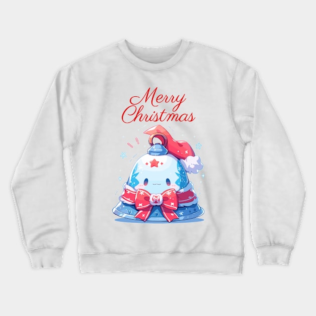 Merry Christmas blue bell with ribbon Crewneck Sweatshirt by DemoArtMode